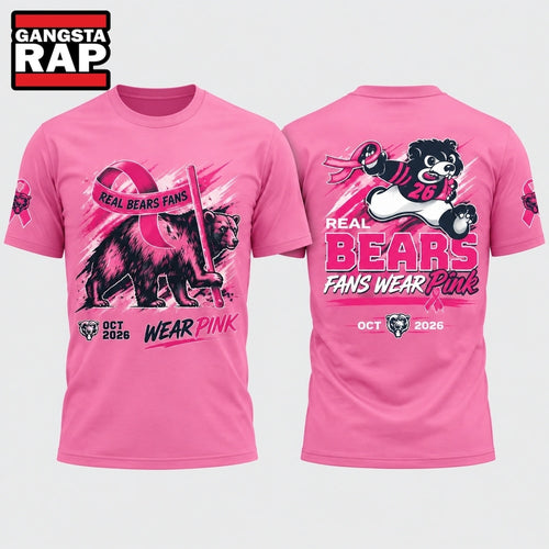 Chicago Bears Real Bears Fans Wear Pink 2026 Special New Pink T Shirt
