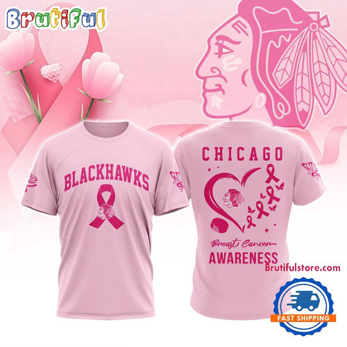 Chicago Blackhawks 2025 NHL Pink Breast Cancer Awareness All Over Print Shirt