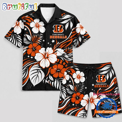 Cincinnati Bengals NFL Floral Summer Hawaiian Set