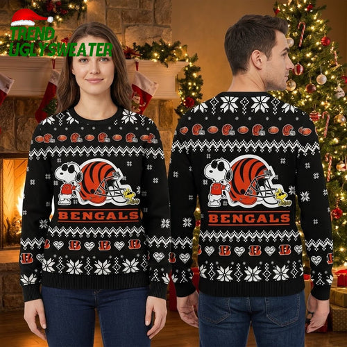 Cincinnati Bengals Snoopy Helmet Ugly Christmas Sweater