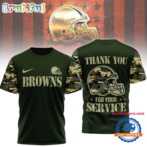 Cleveland Browns 2026 NFL Camouflage Thank You For Service Limited 3D Shirt