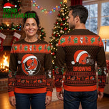 Cleveland Browns Brown Orange Skull Ugly Christmas Sweater