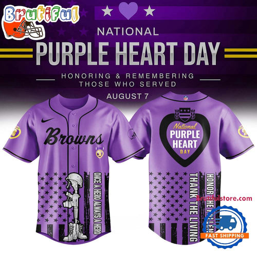 Cleveland Browns Purple Heart Day Limited Edition Baseball Jersey