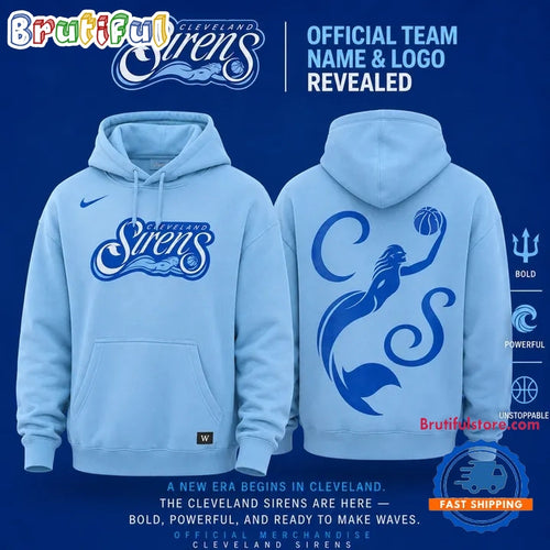 Cleveland Sirens 2028 WNBA Primary Logo Erie Blue Hoodie