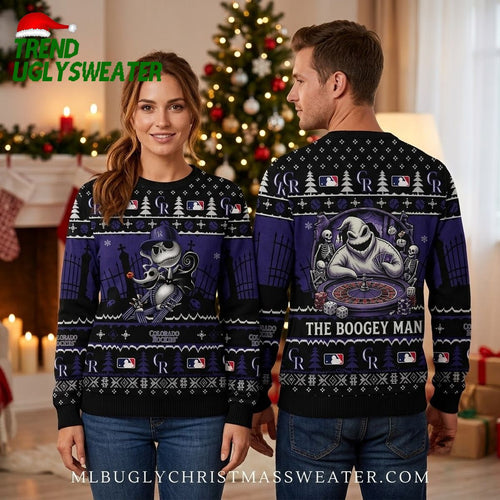 Colorado Rockies Jack Skellington Baseball Ugly Christmas Sweater