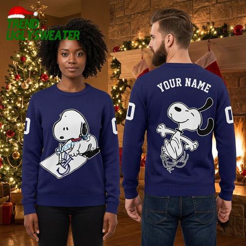 Colorado Rockies Personalized Snoopy Skating Custom Name And Number Ugly Christmas Sweater