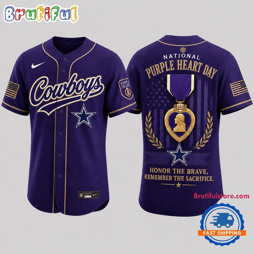 Dallas Cowboys 2026 NFL Purple Heart Day Baseball Jersey Shirt