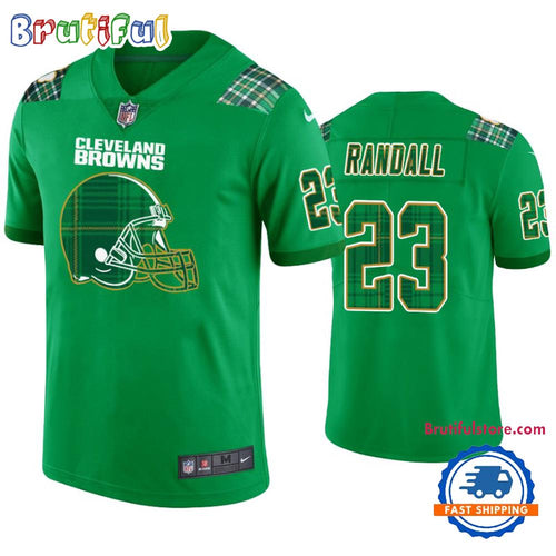 Damarious Randall Cleveland Browns #23 Jersey St. Patricks Day Kelly Green Lucky Football Jersey