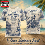 Dave Matthews Band Coastal Palm Vintage Guitar 3D Shirt