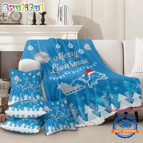 Detroit Lions 2025 NFL Christmas Fleece Blanket, Football Limited Edition Blanket