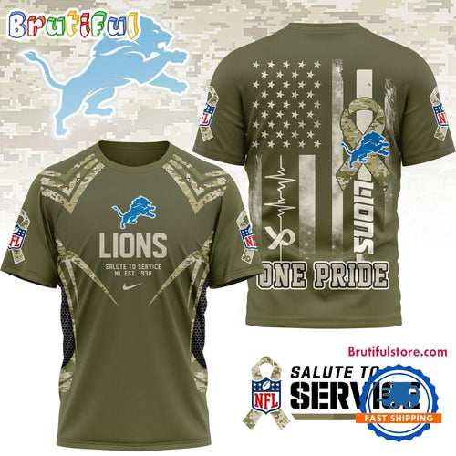 Detroit Lions 2025 NFL Salute to Service Camo All Over Print Shirt