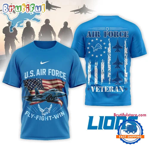 Detroit Lions 2026 NFL Air Force Veteran Special New 3D Shirt