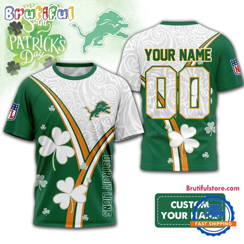 Detroit Lions 2026 NFL Personalized Happy St. Patrick’s Day 3D Shirt