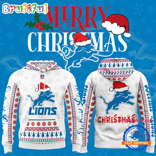 Detroit Lions Christmas 2024 x Bobble Hat New Design Hoodie