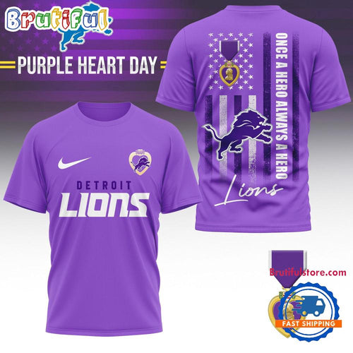 Detroit Lions National Purple Heart Day Limited Edition 3D Shirt