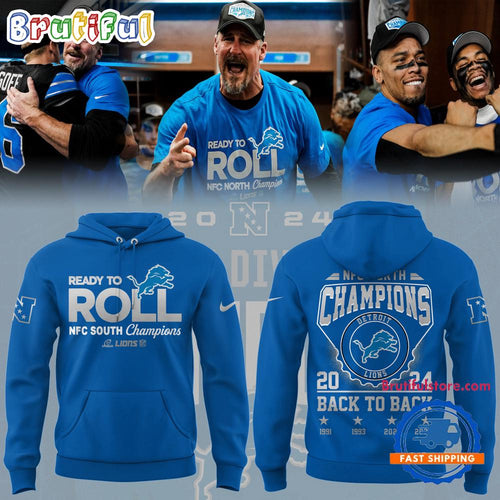 Detroit Lions NFC North Division Champions 2024 Blue New Hoodie