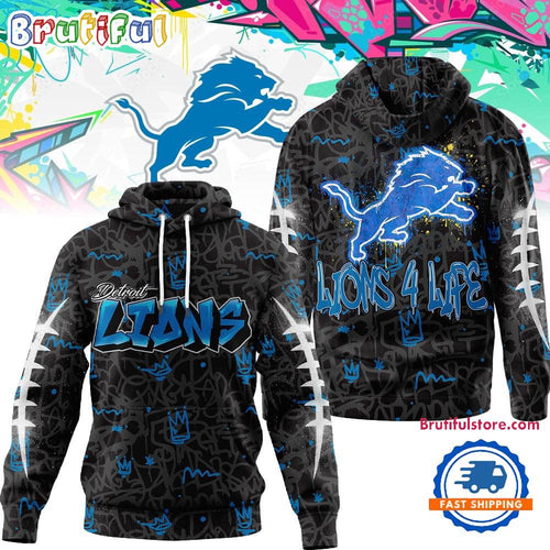 Detroit Lions NFL Special Graffiti My Team 4 Life All Over Print Hoodie Shirt
