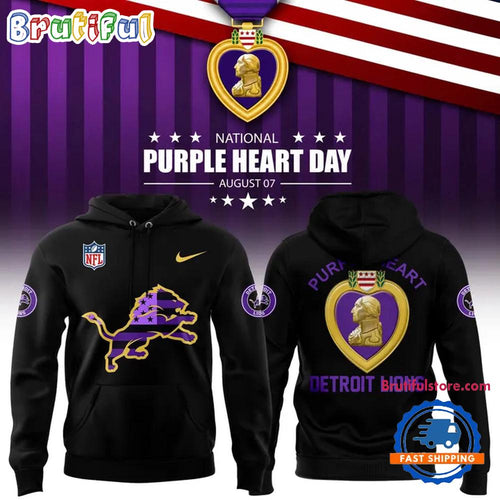 Detroit Lions Purple Heart Tribute 2026 New Hoodie