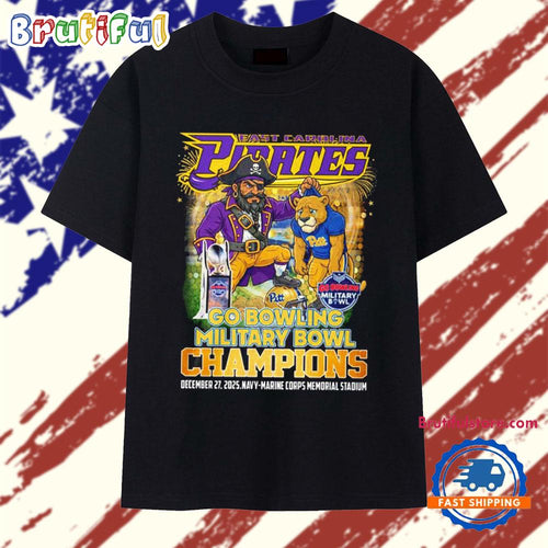 East Carolina Pirates 2025 Go Bowling Military Bowl Champions T Shirt