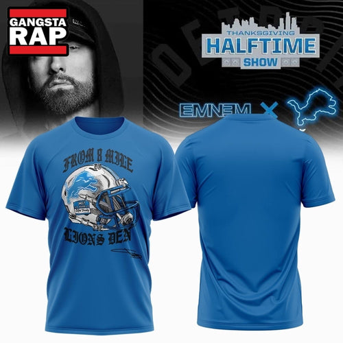 Eminem x Detroit Lions Signature Limited Edition Blue T Shirt