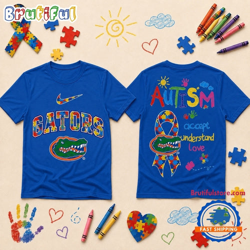 Florida Gators NCAA Autism Awareness Puzzle Ribbon T Shirt