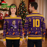 Fran Tarkenton 10 Minnesota Vikings Football Pattern Ugly Christmas Sweater