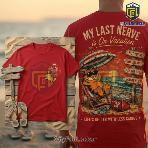 Garfield Zero Worries Club Beach Edition Red Shirt
