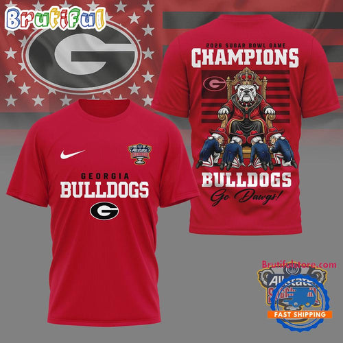 Georgia Bulldogs NCAA 2026 Sugar Bowl Game Champions Mascot 3D Shirt