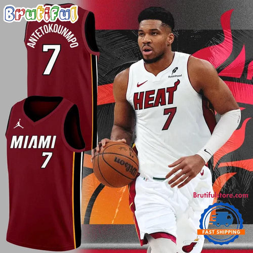 Giannis Antetokounmpo Miami Heat Red Basketball Jersey