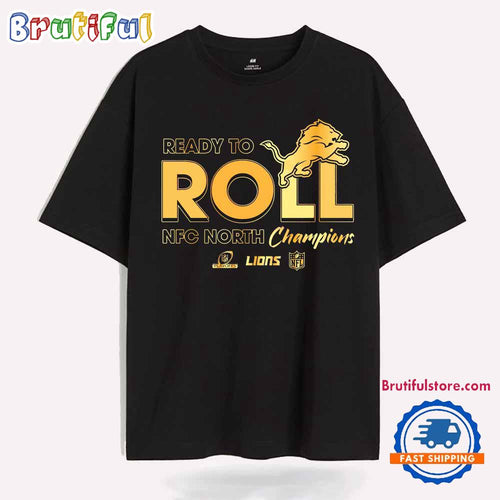 Gold Detroit Lions 2024 Ready To Roll Nfc North Champions T Shirt