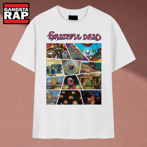 Grateful Dead Album Cover Collage Vintage Psychedelic Rock T Shirt , Music 2D Shirt