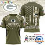 Green Bay Packers 2025 NFL Salute to Service Camo All Over Print Shirt