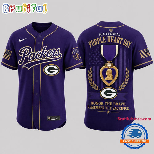 Green Bay Packers 2026 NFL Purple Heart Day Baseball Jersey Shirt