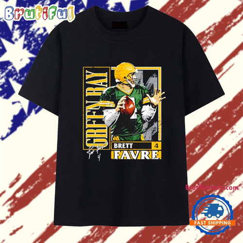 Green Bay Packers Football Brett Favre Card Style Signature Cartoon T Shirt