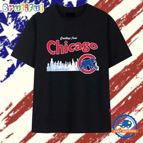Greetings From Chicago Cubs Skyline T Shirt