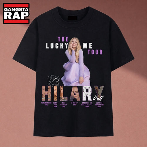 Hilary Duff The Lucky Me Tour Pop Singer Album History T Shirt , Music 2D Shirt