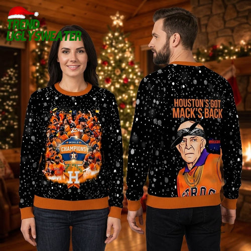 Houston Astros Mack Champions Illustration Ugly Christmas Sweater