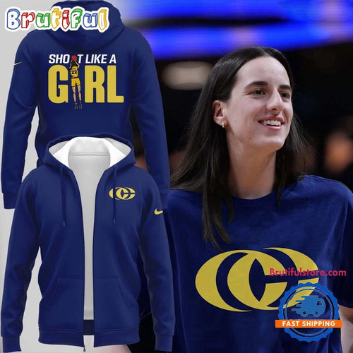 Indiana Fever Caitlin Clark Shoot Like A Girl Zipper Hoodie Shirt