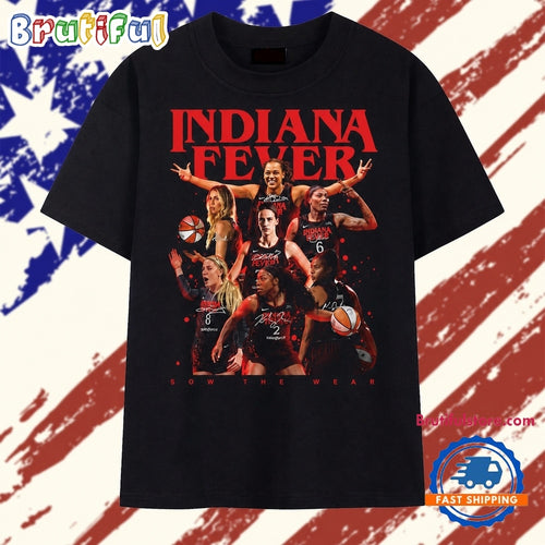 Indiana Fever Vintage Red Logo Basketball Roster Graphic T Shirt