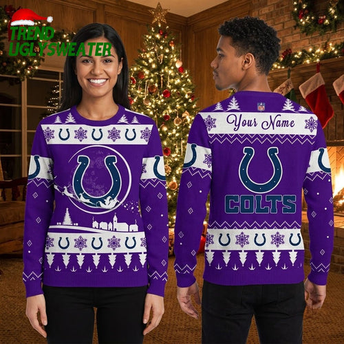Indianapolis Colts Horseshoe Snowflake Ugly Christmas Sweater Game Day Gift