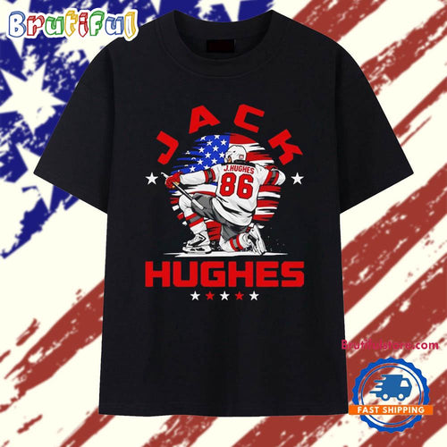 Jack Hughes New Jersey Devils USA Flag Celebration T Shirt