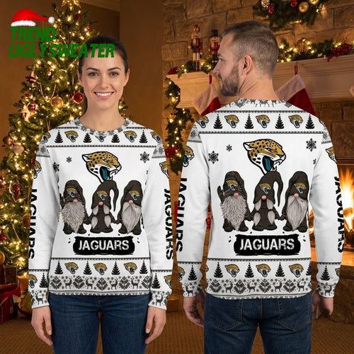 Jacksonville Jaguars Gnomes And Black Cat Ugly Christmas Sweater