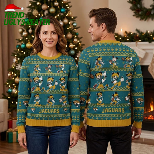 Jacksonville Jaguars Mickey Mouse Football Pattern Ugly Christmas Sweater