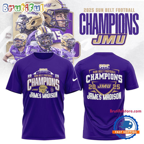 James Madison University Dukes 2025 Sun Belt Football Champions Limited Edition T Shirt