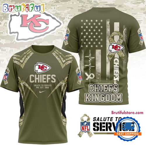 Kansas City Chiefs 2025 NFL Salute to Service Camo All Over Print Shirt