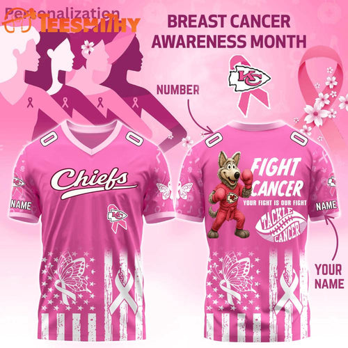 Kansas City Chiefs Football Your Fight Is Our Fight Tackle Cancer 2025 Football Jersey1