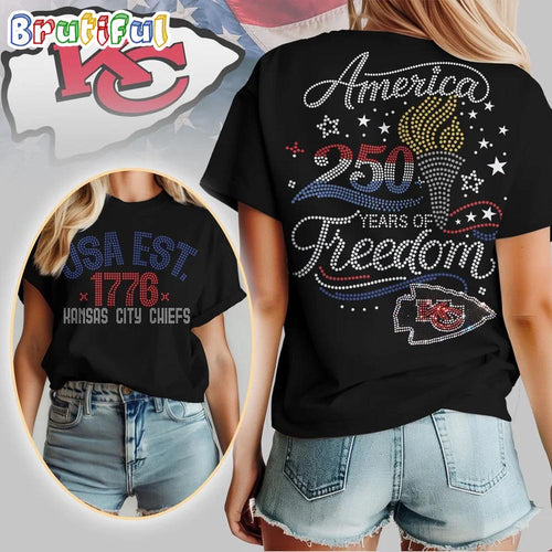 Kansas City Chiefs NFL 250 Years Independence Day Rhinestone Dot Unisex 3D Shirt