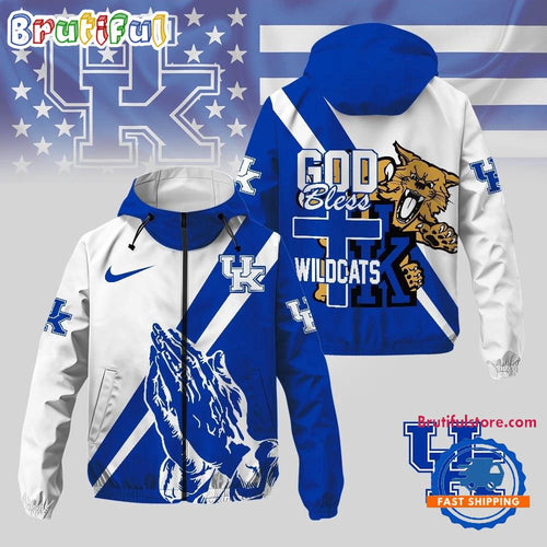 Kentucky Wildcats 2025 NCAA God Bless My Team Windbreaker Jacket