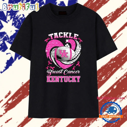 Kentucky Wildcats UK tackle breast cancer football T Shirt