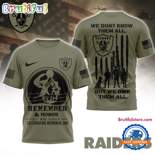 Las Vegas Raiders 2026 NFL Celebrating Memorial Day Limited 3D Shirt